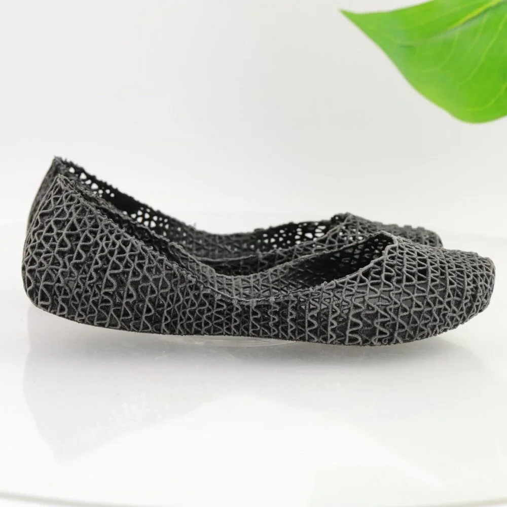 Melissa x Campana Womens Papel Ballet Flats Size 6 Gray Jelly Woven Details Shoe